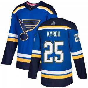 Mens St. Louis Blues #25 Jordan Kyrou Blue Home Official Adidas Jersey Dzhi->st.louis blues->NHL Jersey
